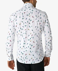 OppoSuits Men's Christmas Shirt - Winter Sports Icons Button Up Dress Slim Fit White Long sleeve
