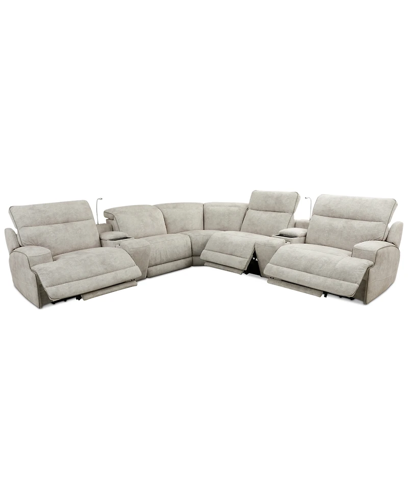 Sebaston -Pc. Fabric Sectional with Power Motion Recliners and 2 Usb Consoles