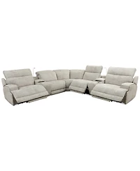 Sebaston -Pc. Fabric Sectional with Power Motion Recliners and 2 Usb Consoles