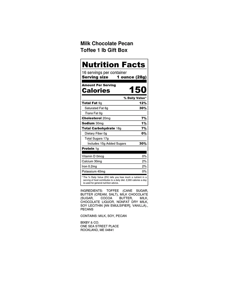 Bixby Chocolate Milk Chocolate Pecan Toffee Gift Box, 1 lb
