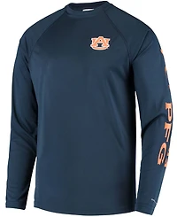 Men's Pfg Navy Auburn Tigers Terminal Tackle Omni-Shade Long Sleeve T-shirt
