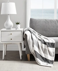 Nautica Awning Stripe Ultra Soft Plush Reversible Throw, 60" X 50"