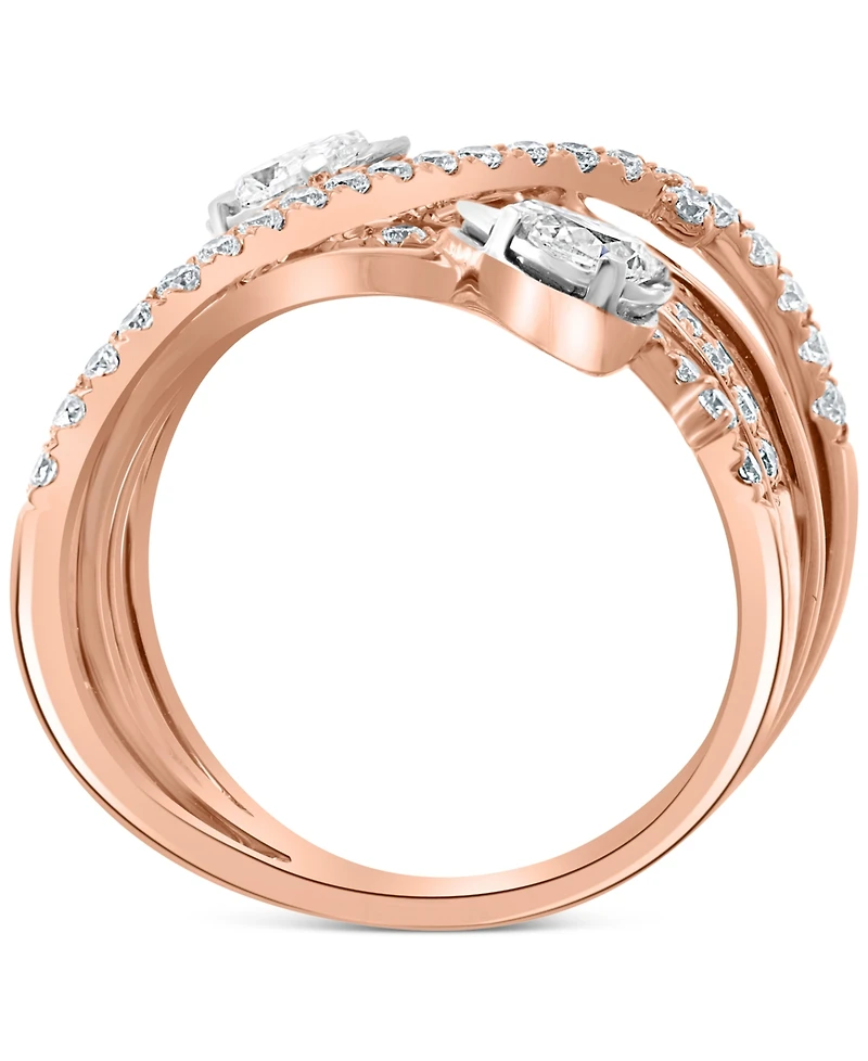 Effy Diamond Multirow Statement Ring (7/8 ct. t.w.) in 14k Rose and White Gold