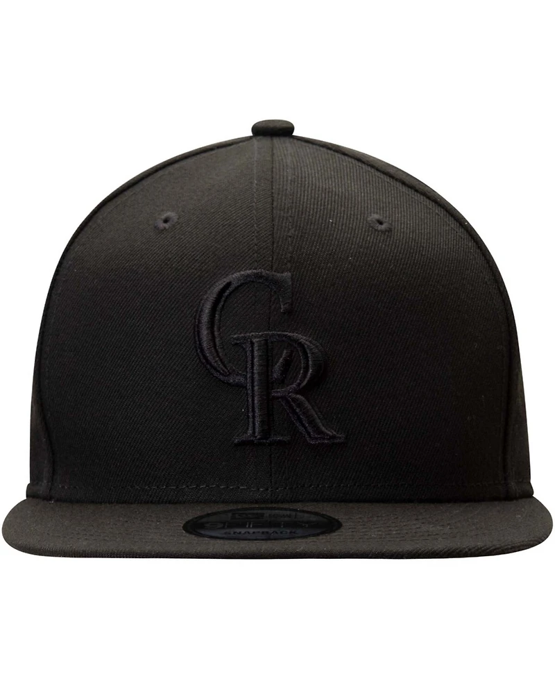 Men's Black Colorado Rockies Black on Black 9FIFTY Team Snapback Adjustable Hat