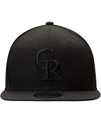 Men's Black Colorado Rockies Black on Black 9FIFTY Team Snapback Adjustable Hat