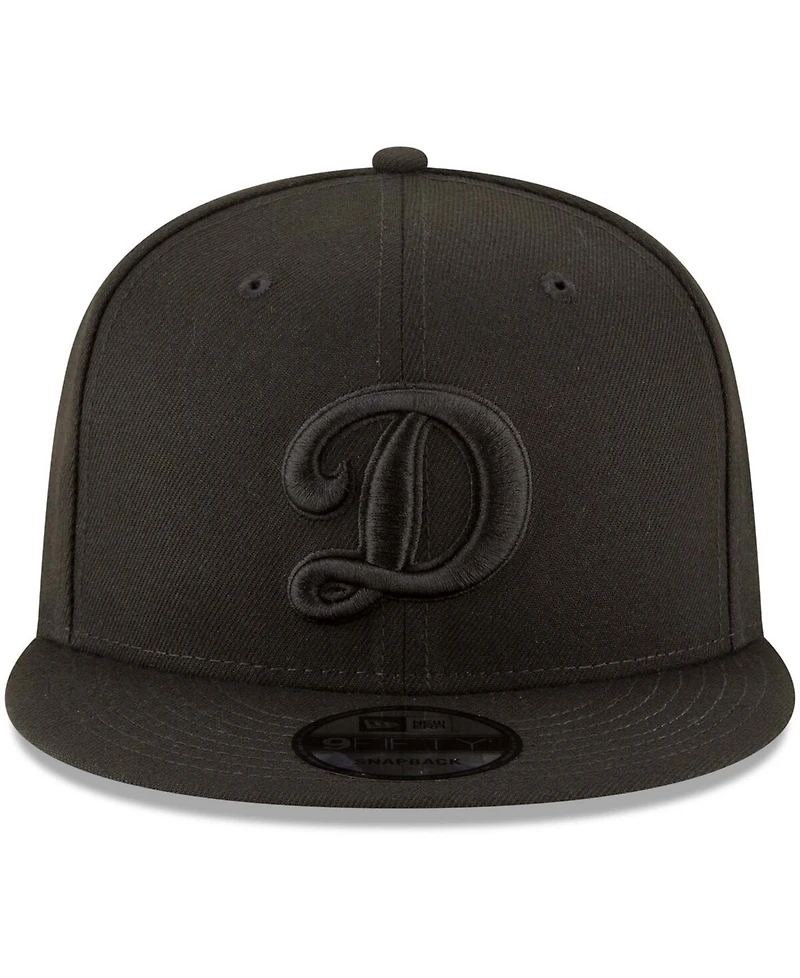 Men's Black Los Angeles Dodgers Script Logo Black on Black 9FIFTY Snapback Adjustable Hat