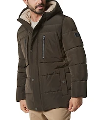 Marc New York Men's Yarmouth Micro Sheen Parka Jacket with Fleece-Lined Hood