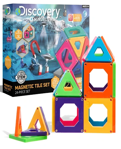 Discovery Kids 24-Piece Magnetic Building Tiles Construction Set