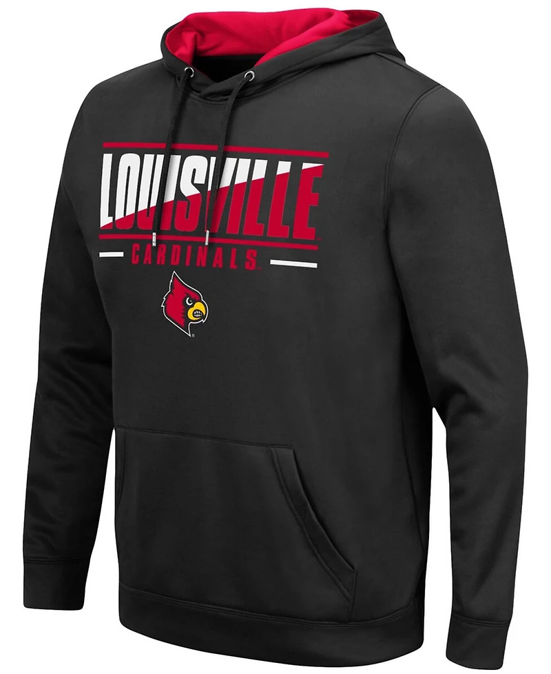 Men's Black Louisville Cardinals Slash Stack 2.0 Pullover Hoodie