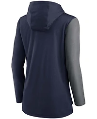 Women's Navy, Heather Charcoal New England Patriots Chevron Hoodie Performance Long Sleeve T-shirt