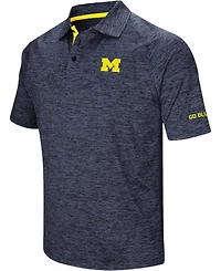 Men's Heather Navy Michigan Wolverines Down Swing Polo Shirt