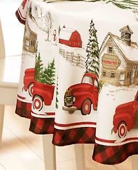 Vintage Christmas Tree Farm Holiday Oval Tablecloth 60" x 84"