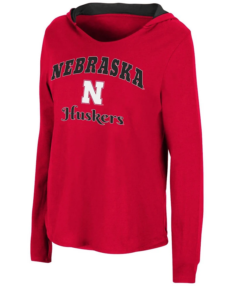 Women's Scarlet Nebraska Huskers Catalina Hoodie Long Sleeve T-shirt