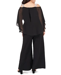 Msk Plus Side Draped Cape-Overlay Jumpsuit