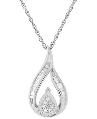 Diamond Teardrop Swirl Pendant Necklace (1/4 ct. t.w.) in Sterling Silver