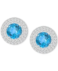 Rhodolite Garnet (3-1/3 ct. t.w.) & White Topaz (3/4 Stud Earrings Sterling Silver (Also Citrine, Peridot, Blue Topaz, Amethyst)