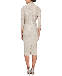 Sl Fashions Petite 2-Pc. Lace Jacket & Midi Dress Set