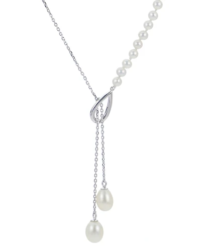 Cultured Freshwater Pearl (4-4-1/2mm & 7-7-1/2mm) 18" Lariat Necklace in Sterling Silver