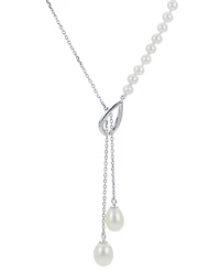 Cultured Freshwater Pearl (4-4-1/2mm & 7-7-1/2mm) 18" Lariat Necklace in Sterling Silver
