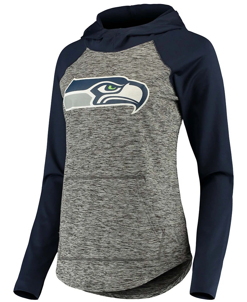 Women's Heathered Gray-College Navy Seattle Seahawks Championship Ring Pullover Hoodie