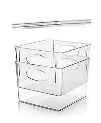 Sorbus 2 Pack Small Clear Storage Bins with Handles and Lids - for Kitchen, Cabinet Organizer, Pantry & Refrigerator