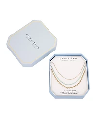 14K Gold Flash Plated 3-Pieces Layered Chain Necklace Set