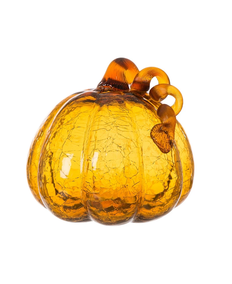 Glitzhome Amber Crackle Pumpkin, Set of 2