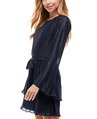 City Studios Juniors' Pleated Bell-Sleeve Dress