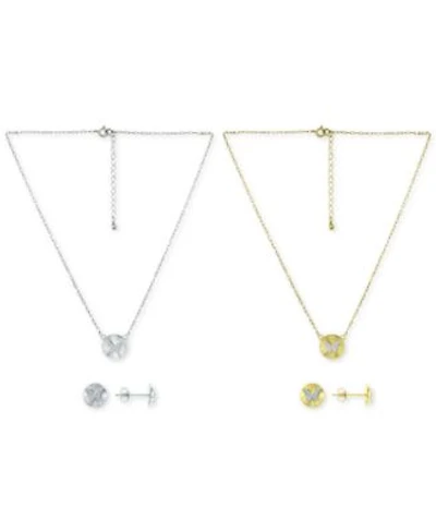 Giani Bernini Cubic Zirconia Butterfly Cluster Necklace Disc Stud Earrings Jewelry Collection Created For Macys