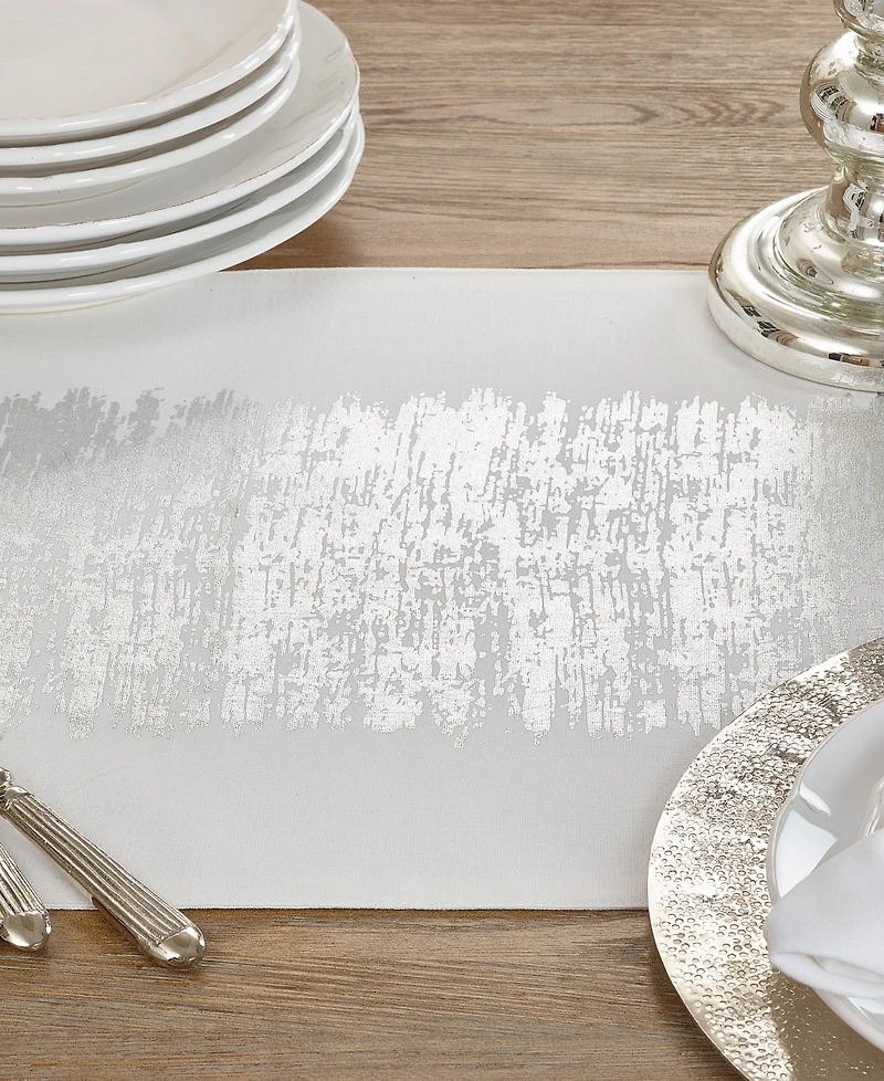Saro Lifestyle Table Runner with Metallic Banded Design, 108" x 16"