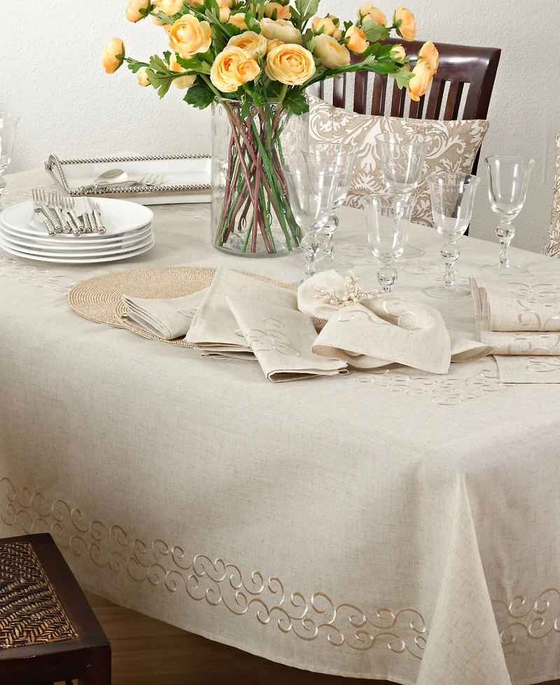 Saro Lifestyle Table Runner with Embroidered Border, 54" x 16"