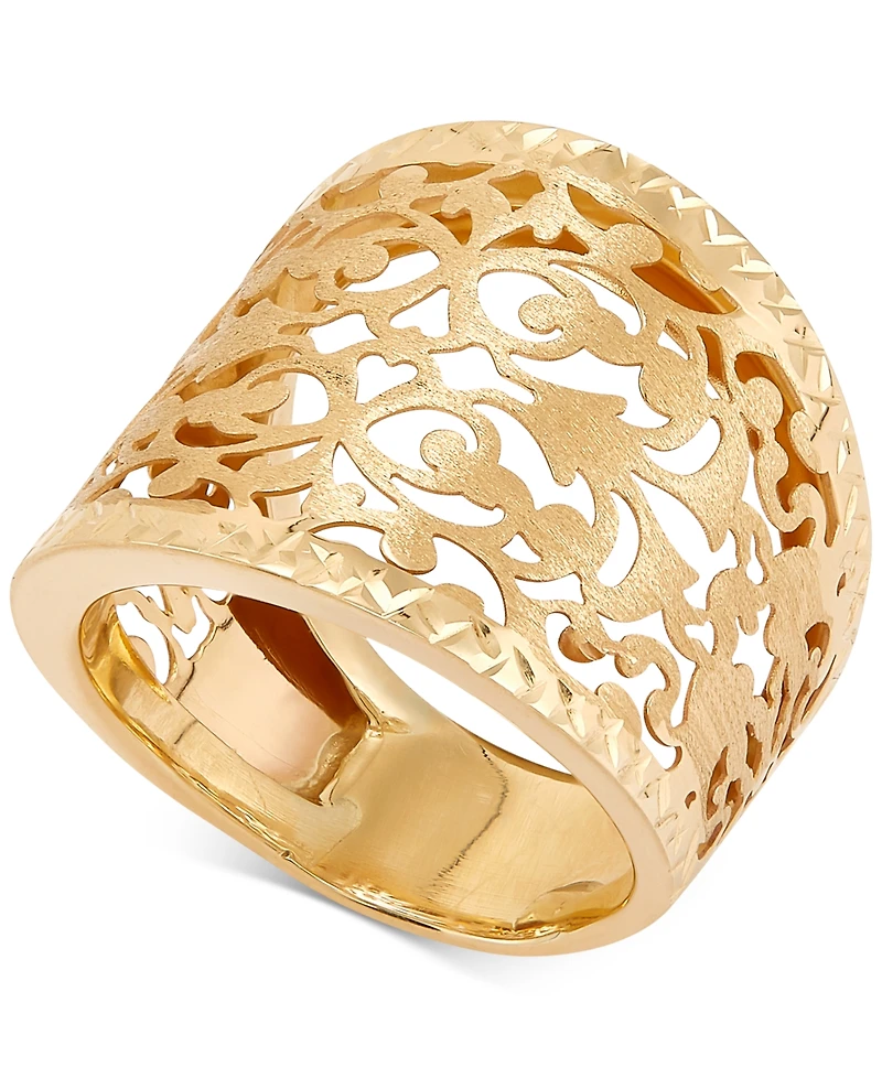 Italian Gold Filigree Openwork Statement Ring in 10k Gold