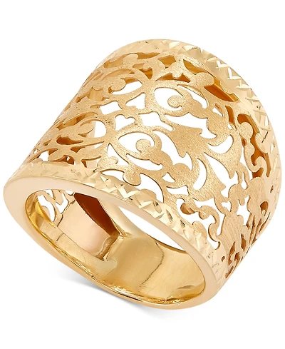 Italian Gold Filigree Openwork Statement Ring in 10k Gold
