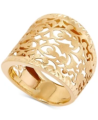 Italian Gold Filigree Openwork Statement Ring in 10k Gold