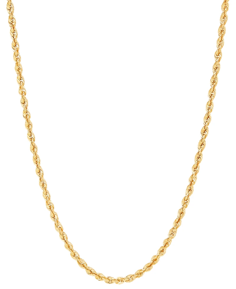 Lightweight Rope Link 16" Chain Necklace in 14k Gold (2-1/2mm)