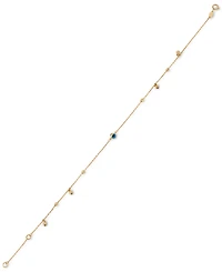 Evil Eye Glass Stone Ankle Bracelet in 10k Gold