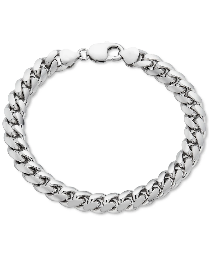 Men's Solid Cuban Link Chain Bracelet in Sterling Silver