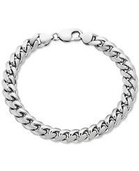 Men's Solid Cuban Link Chain Bracelet in Sterling Silver