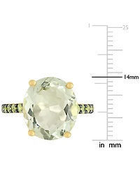Green Quartz (7-1/2 ct. t.w.) & Peridot (1/2 Statement Ring 18k Gold-Plated Sterling Silver