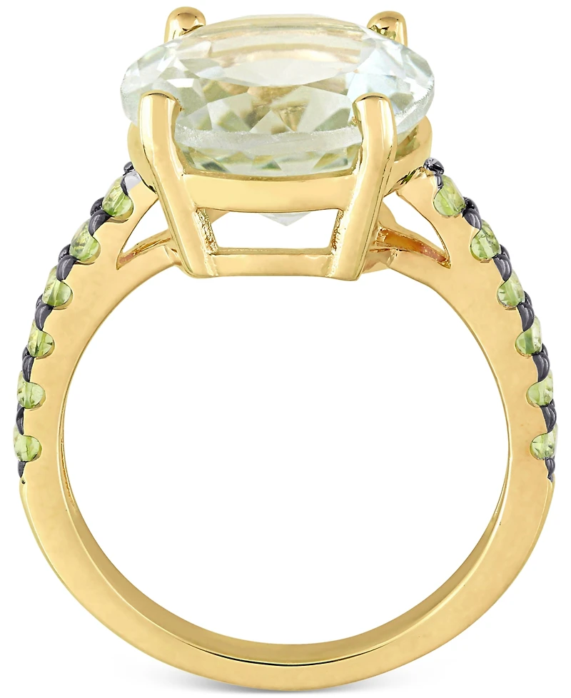 Green Quartz (7-1/2 ct. t.w.) & Peridot (1/2 Statement Ring 18k Gold-Plated Sterling Silver