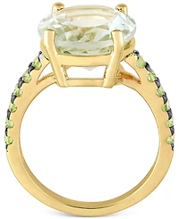Green Quartz (7-1/2 ct. t.w.) & Peridot (1/2 Statement Ring 18k Gold-Plated Sterling Silver