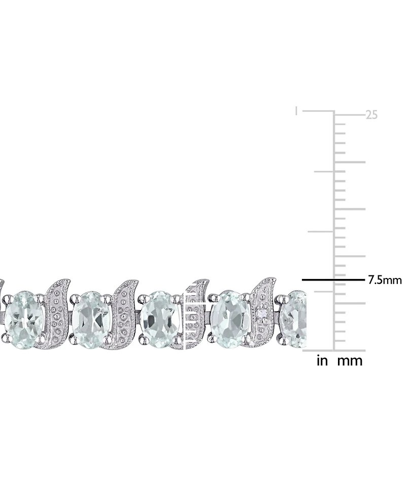 Aquamarine (9-5/8 ct. t.w.) & Diamond Accent S Link Bracelet Sterling Silver