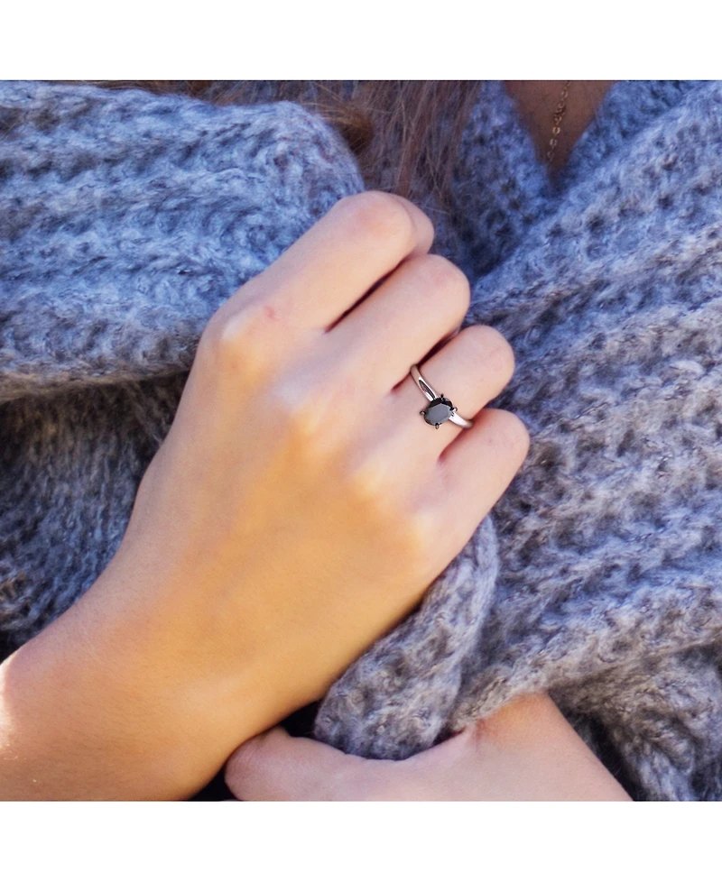 Black Diamond Oval Solitaire Engagement Ring (1 ct. t.w.) 14k White or Yellow Gold