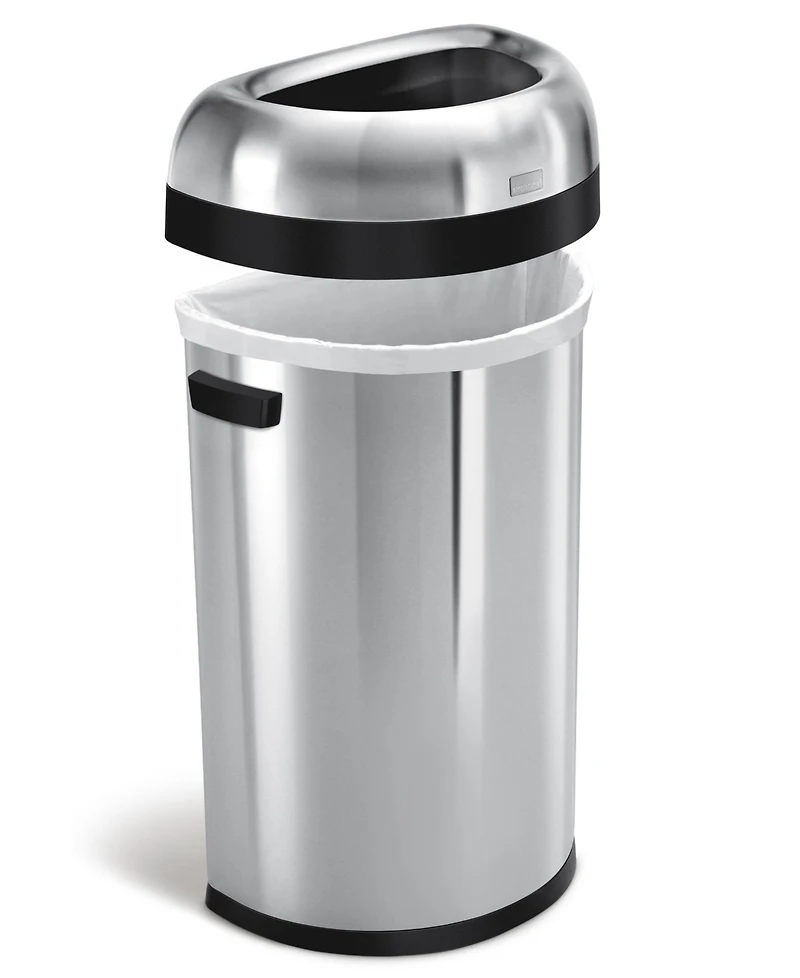 simplehuman 60 Liter Semi Round Open Top Commercial Trash Can