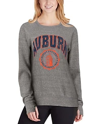 Women's Heathered Gray Auburn Tigers Edith Vintage-Like Knobi Pullover Sweatshirt