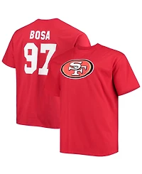 Men's Big and Tall Nick Bosa Scarlet San Francisco 49Ers Player Name Number T-shirt