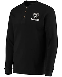 Men's Dunbrooke Black Las Vegas Raiders Logo Maverick Thermal Henley Long Sleeve T-shirt