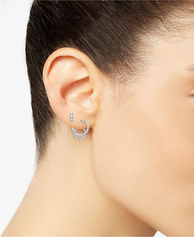 And Now This 2-Piece Bar Post Click Top Hoop Earrings Set