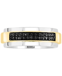 Effy Men's Black Sapphire Horizontal Cluster Ring (1/3 ct. t.w.) in Sterling Silver & 14k Gold-Plate