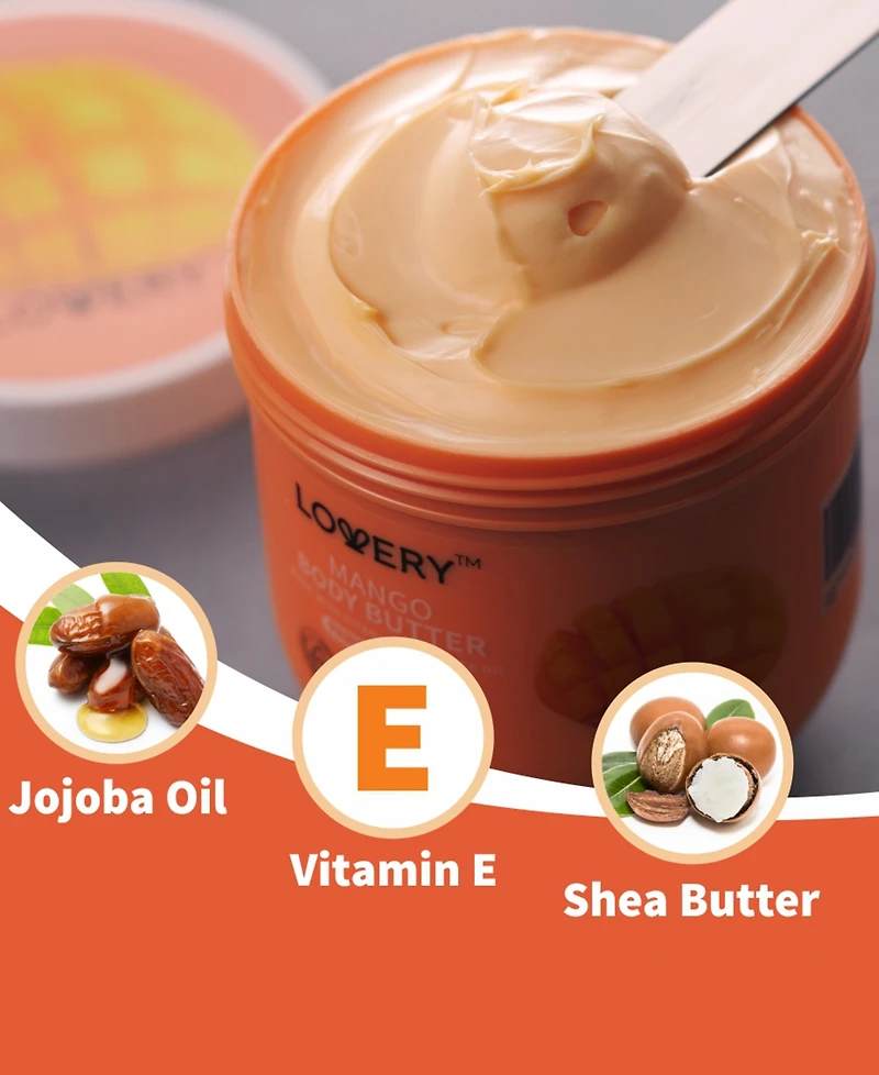Lovery Mango Whipped Body Butter, 2-Pack Shea Cream Body Care Set